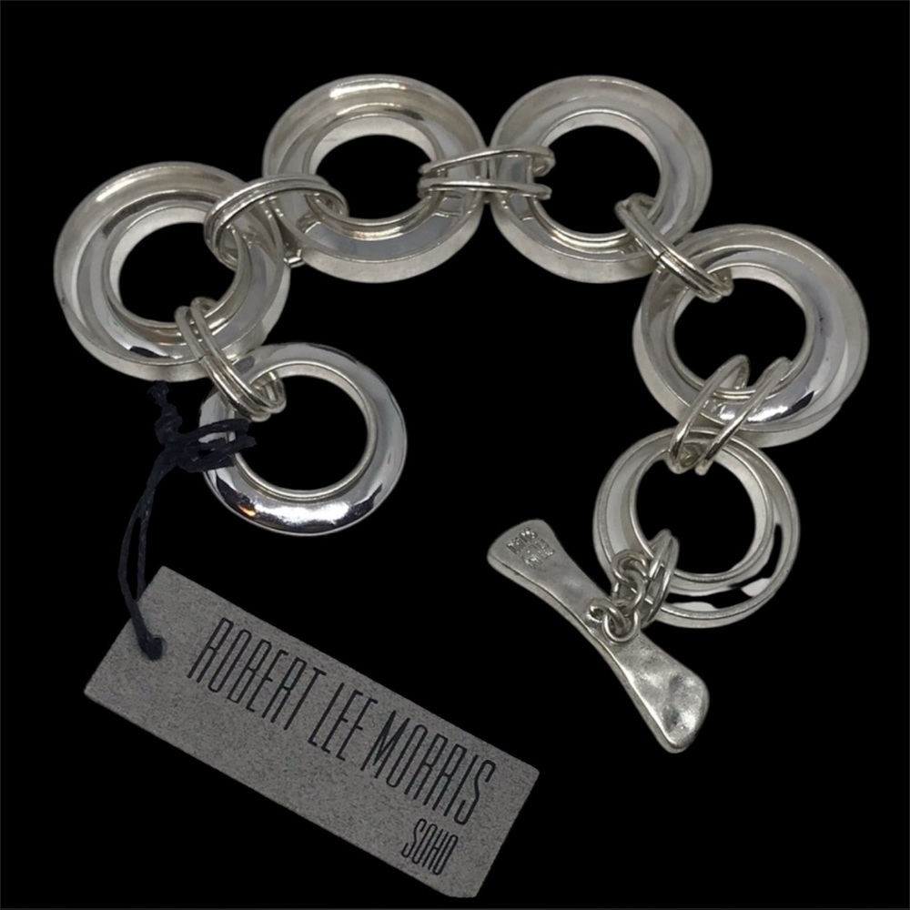 Robert Lee Morris Silvertone Large Circle Link Bracelet NEW